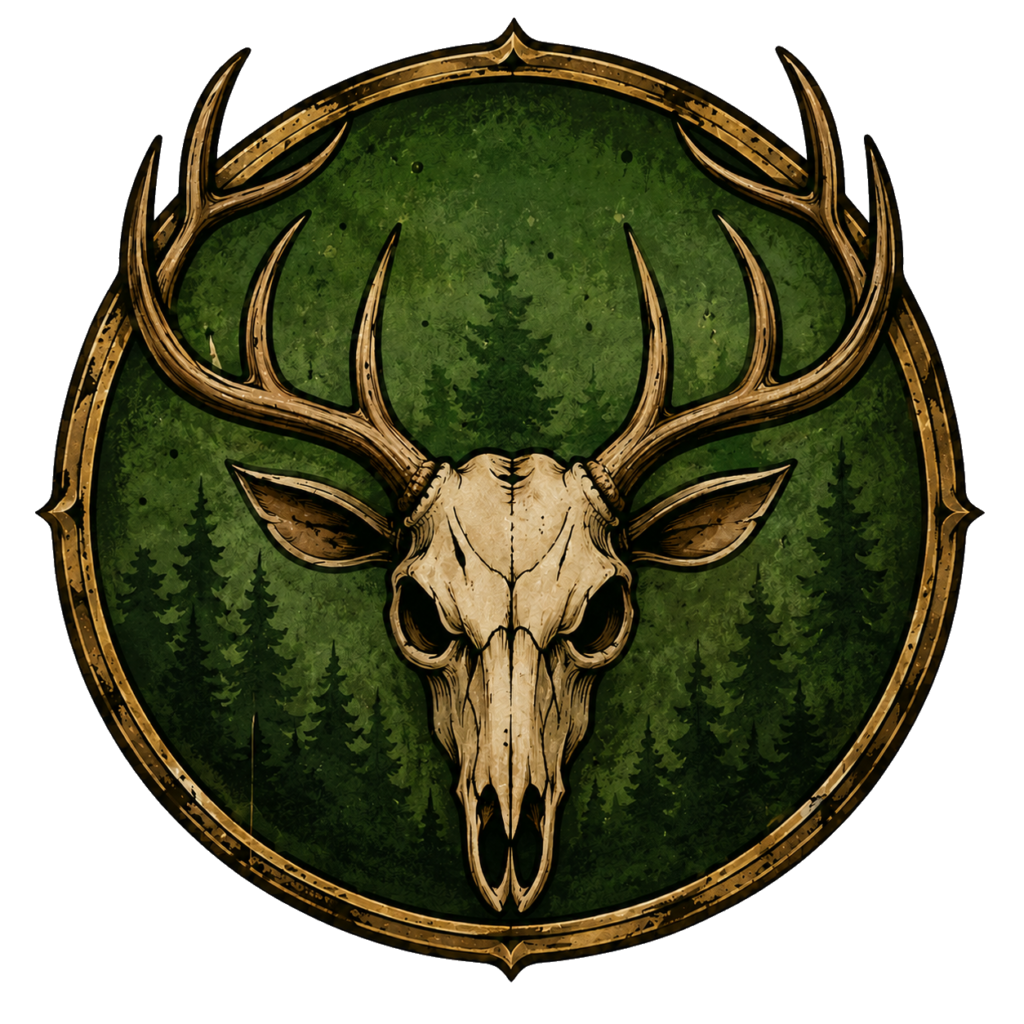 Logo for The Hunt, a themed area/land within Deadlands Park
